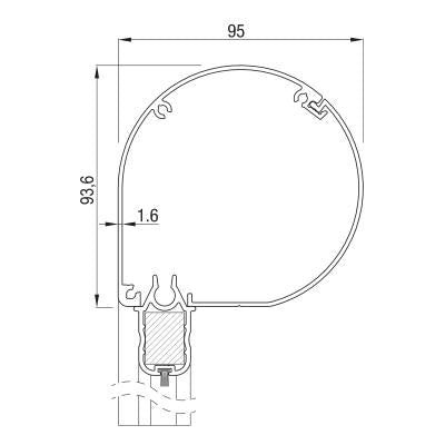 Close-up van rond cassette voor zonnescherm, moderne en stevige afwerking