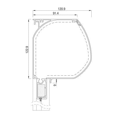 Close-up van halfrond cassette voor zonnescherm, moderne en stevige afwerking