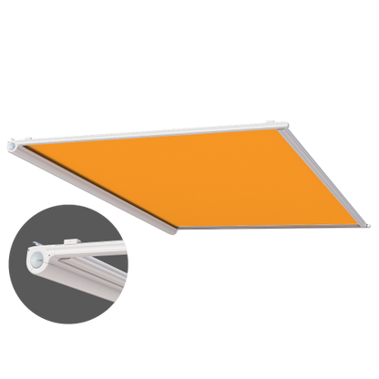 Lewens Ancona zonwering onder glazen dak met Vario-volant, beschermd en onderhoudsvriendelijk