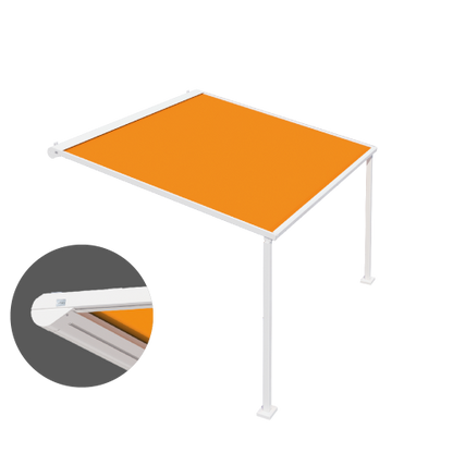 Lewens Portofino pergola zonwering met zipgeleiding en verstelbare Vario-palen voor strak doek en comfort