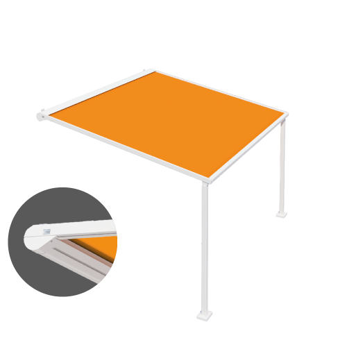 Lewens Portofino pergola zonwering met zipgeleiding en verstelbare Vario-palen voor strak doek en comfort