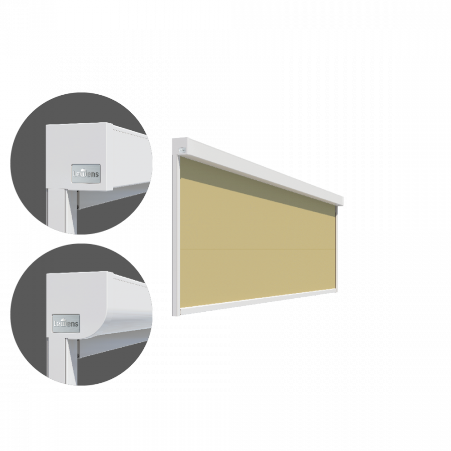 Micro 1060 verticale zonwering met doekgeleiding ingebouwd in gevel, type hoekig en rond

