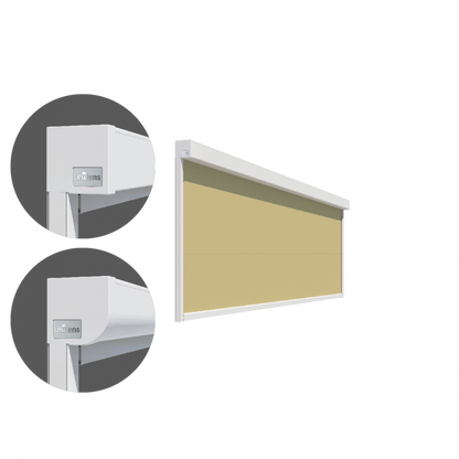 Micro 1060 verticale zonwering met doekgeleiding ingebouwd in gevel, type hoekig en rond

