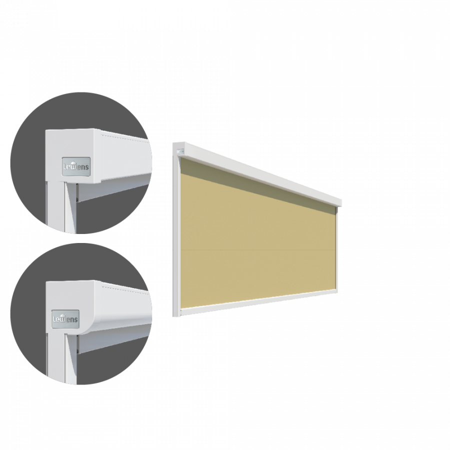 Micro 860 verticale zonwering met doekgeleiding ingebouwd in gevel, type hoekig en rond