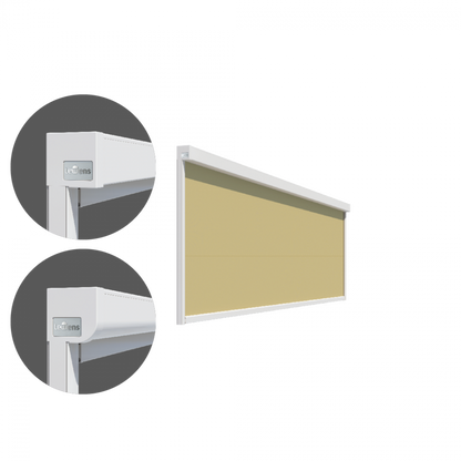Micro 860 verticale zonwering met doekgeleiding ingebouwd in gevel, type hoekig en rond